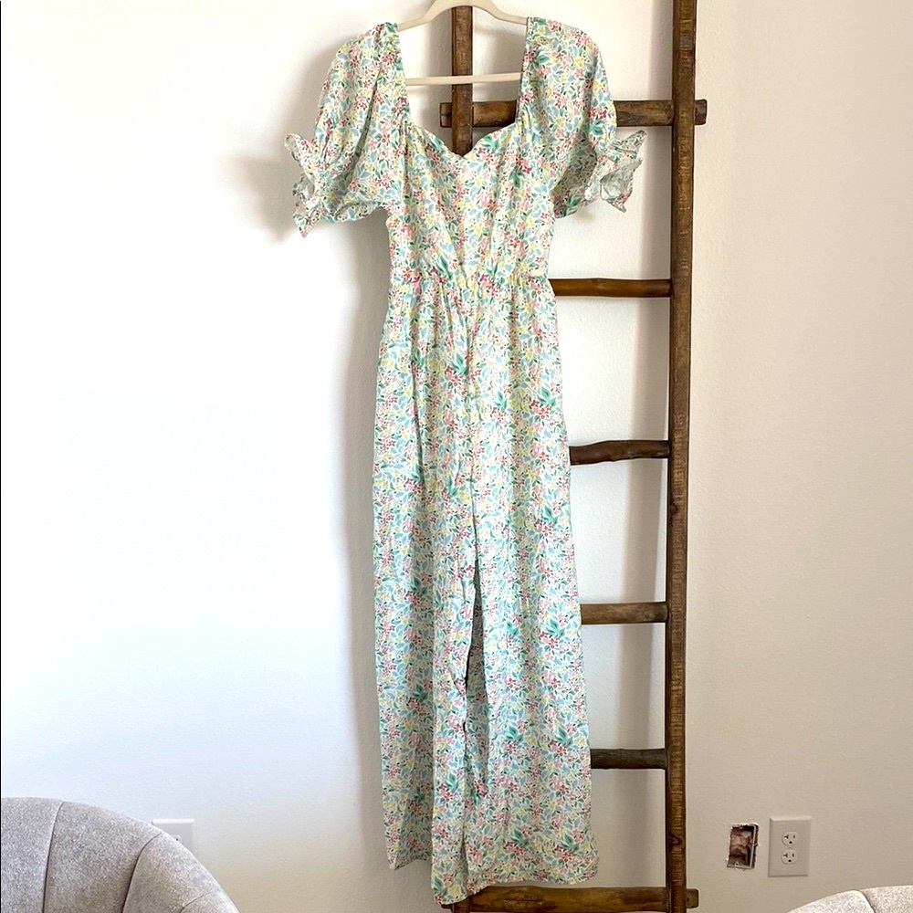 Fate Floral Jumpsuit with Puff Sleeves